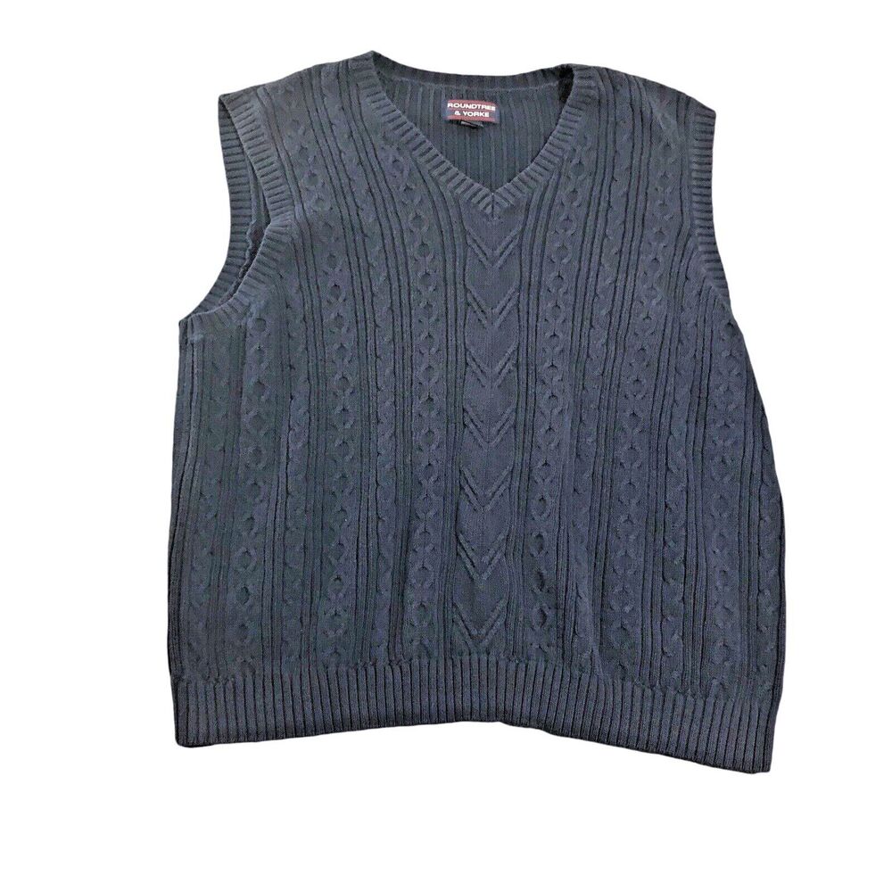 Roundtree Yorke Vest Men’s Navy Blue XXL Preppy 100% Cotton